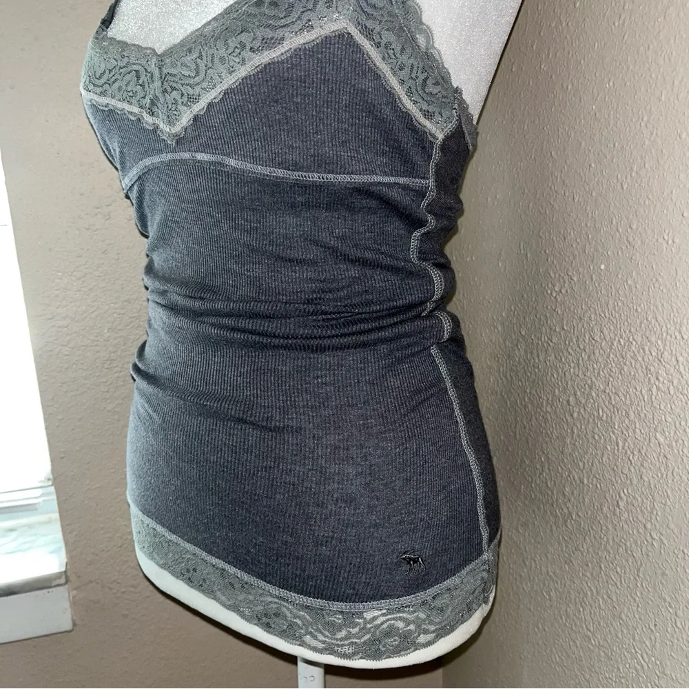 Vintage Y2K Abercrombie & Fitch 2000s Lace Trim Cami Tank Top - Picture 3 of 6